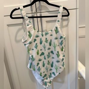 Cactus print Faherty bathing suit (double lined)